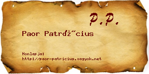 Paor Patrícius névjegykártya